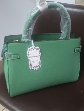 Green Structured Satchel for Women